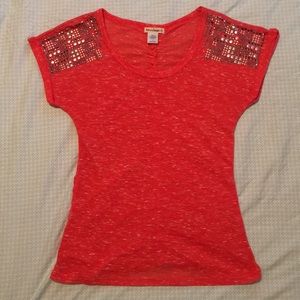 Love On A Hanger—Studded Shoulder Ruched Back Top